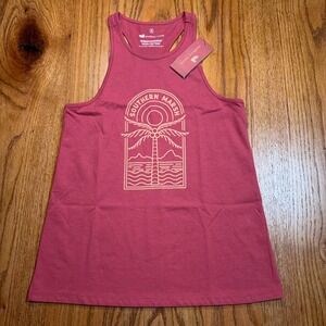 NWT Southern Marsh Logo Maui Racerback Tank Top Womens Small Palm Tree Maroon‎